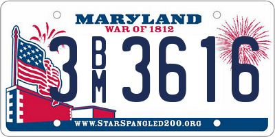 MD license plate 3BM3616