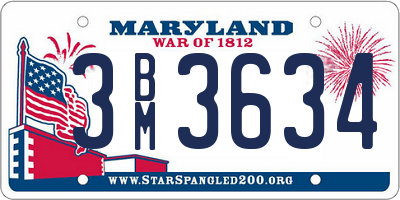 MD license plate 3BM3634