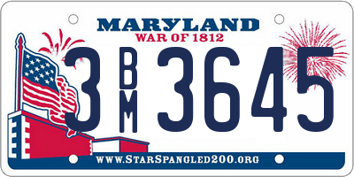 MD license plate 3BM3645
