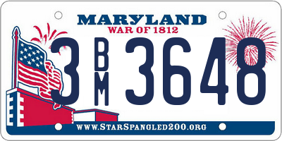 MD license plate 3BM3648