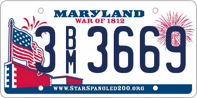 MD license plate 3BM3669