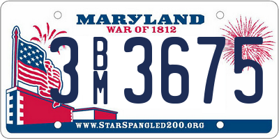 MD license plate 3BM3675
