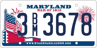 MD license plate 3BM3678