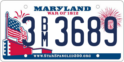 MD license plate 3BM3689