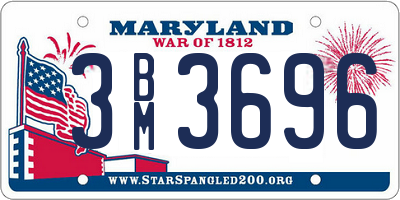 MD license plate 3BM3696
