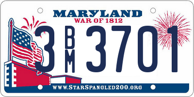 MD license plate 3BM3701