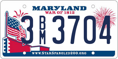 MD license plate 3BM3704