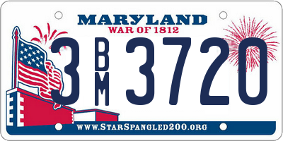 MD license plate 3BM3720