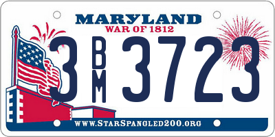 MD license plate 3BM3723