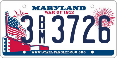 MD license plate 3BM3726