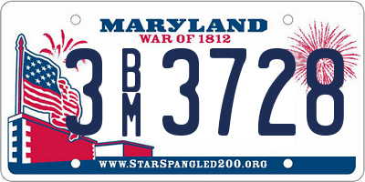 MD license plate 3BM3728