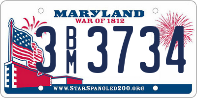 MD license plate 3BM3734