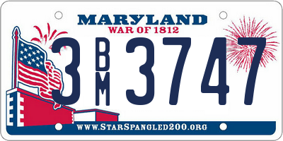 MD license plate 3BM3747