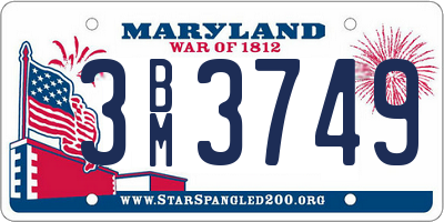 MD license plate 3BM3749