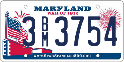 MD license plate 3BM3754