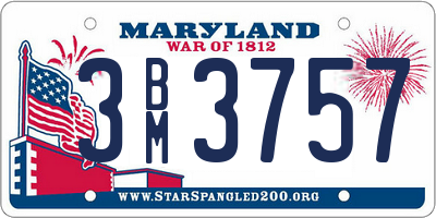 MD license plate 3BM3757