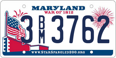 MD license plate 3BM3762