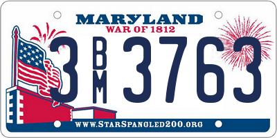 MD license plate 3BM3763