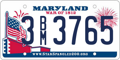 MD license plate 3BM3765