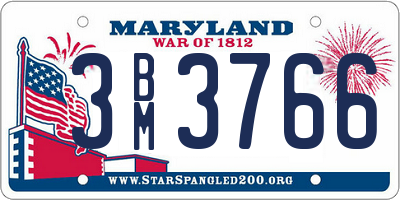 MD license plate 3BM3766