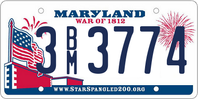 MD license plate 3BM3774