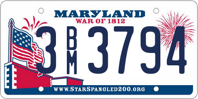MD license plate 3BM3794