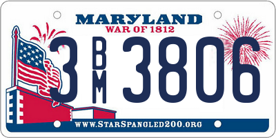 MD license plate 3BM3806