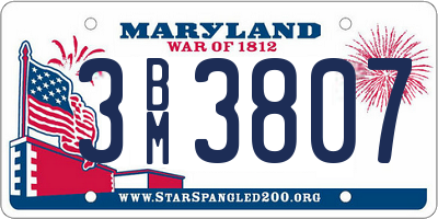 MD license plate 3BM3807