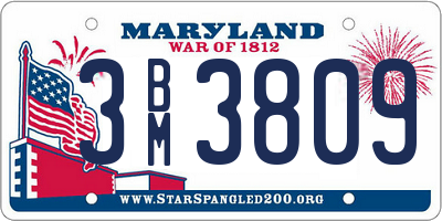 MD license plate 3BM3809