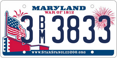 MD license plate 3BM3833