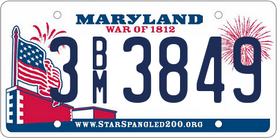 MD license plate 3BM3849