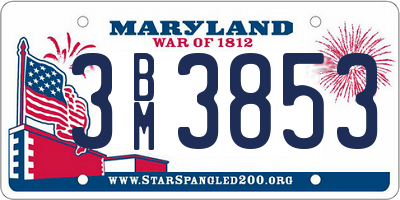 MD license plate 3BM3853