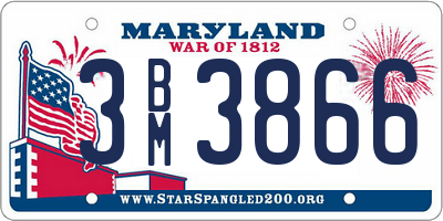 MD license plate 3BM3866