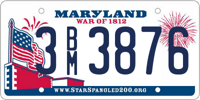 MD license plate 3BM3876