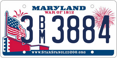 MD license plate 3BM3884