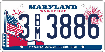 MD license plate 3BM3886