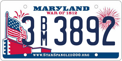 MD license plate 3BM3892