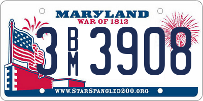 MD license plate 3BM3908