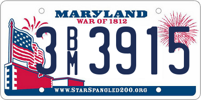 MD license plate 3BM3915