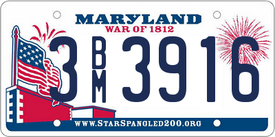MD license plate 3BM3916