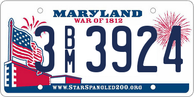 MD license plate 3BM3924