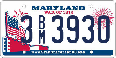 MD license plate 3BM3930