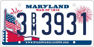 MD license plate 3BM3931