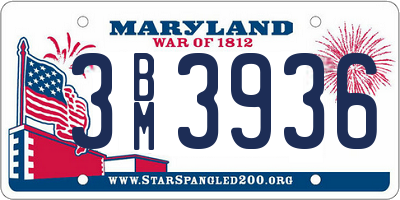 MD license plate 3BM3936