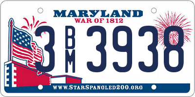 MD license plate 3BM3938