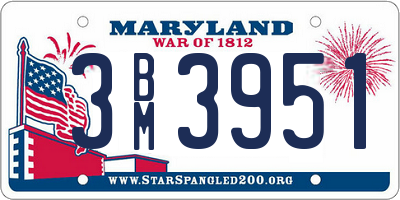 MD license plate 3BM3951