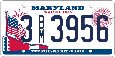 MD license plate 3BM3956