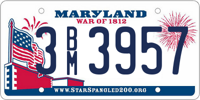 MD license plate 3BM3957