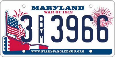 MD license plate 3BM3966