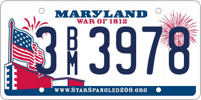 MD license plate 3BM3978